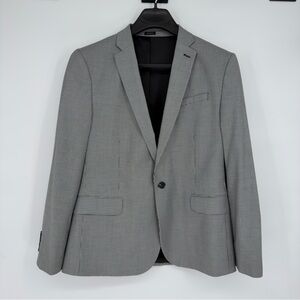 J. Ferrar White & Black Houndstooth Plaid Slim Fit Suit Jacket Sz 42 Short